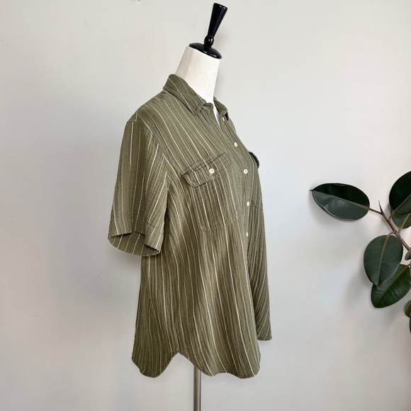 Madewell Lightspun Short Sleeve Flap-Pocket Button Down Striped size Small - Picture 6 of 9